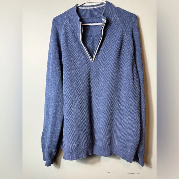Tommy‎ Bahama Men’s Quarter Zip Sweater Blue Size XXL - Picture 1 of 7